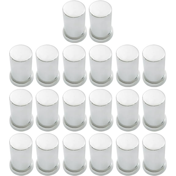 LABLT 20 x 33mm Push-on Chrome Nuts with Flange 3-3/8 Tall Replacement for Semi-Trailers Trucks