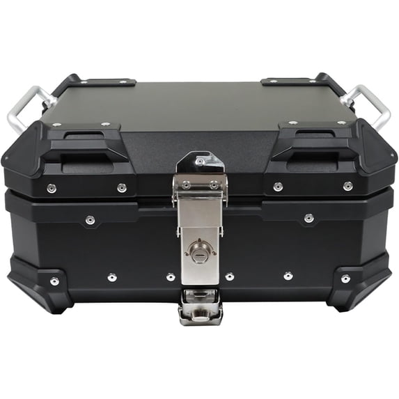 LABLT 22L-T Black Motorcycle Tail Box Top Case, Aluminum Alloy Motorcycle Top Case Tail Box with Wide Space & Cool Appearance Motorcycle Trunk Tour Tail Box Secure & Durable