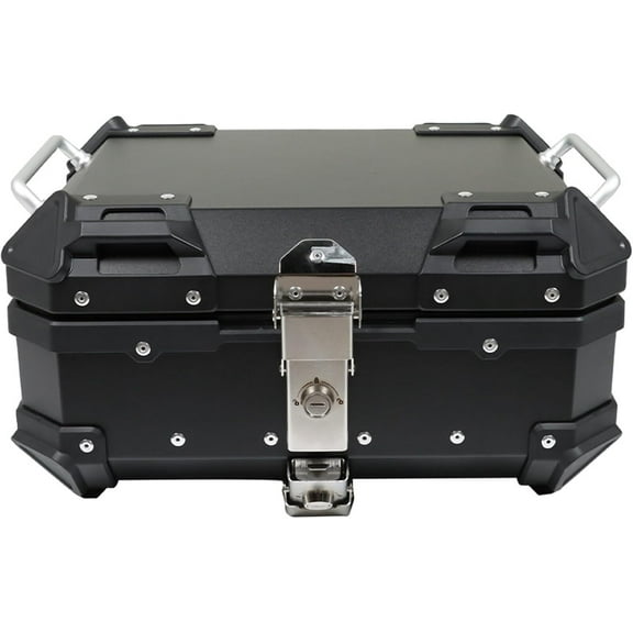 LABLT 22L-T Black Motorcycle Tail Box Top Case, Aluminum Alloy Motorcycle Top Case Tail Box with Wide Space & Cool Appearance Motorcycle Trunk Tour Tail Box Secure & Durable