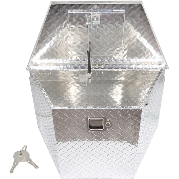 LABLT 29 Inch Aluminum Diamond Plate Tongue Box Tool Heavy Duty with Lock and Keys Silver Replacement for Pick Up Truck Bed RV Trailer ATV