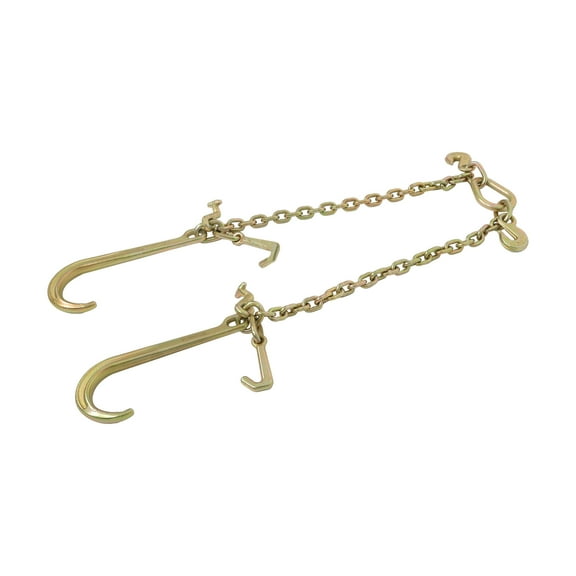 LABLT 3/8 x 2ft G70 V-Chain Bridle 15 J-Hook Tow Chain T-Hook & J-Hook w/Grab Hooks