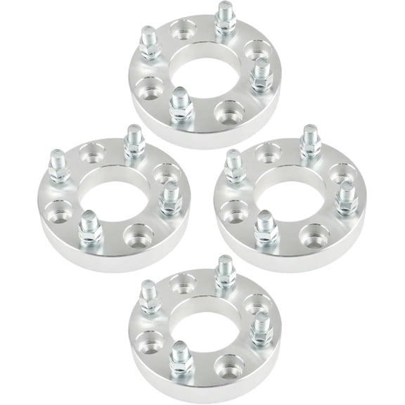 LABLT 4 PCS 1in Wheel Flange Spacers Adapters 4 x 101.6mm Silver 62mm Hub Bore & 1/2in x 20 Studs