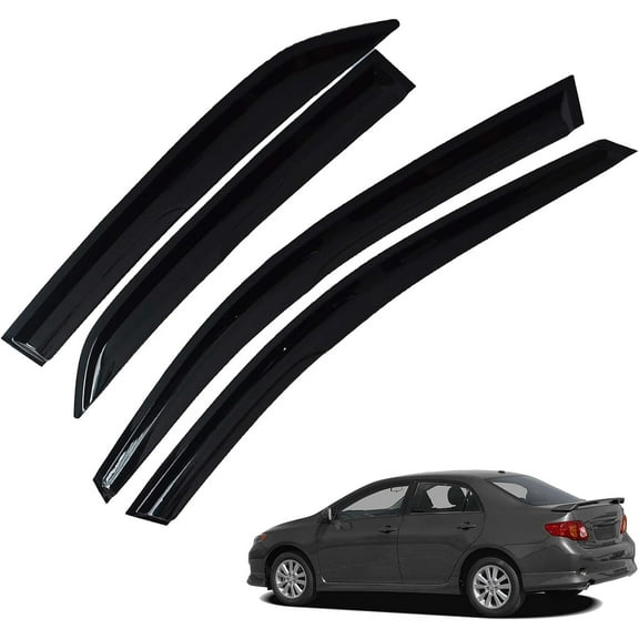 LABLT 4-Pack Window Vent Visor Rain Guard Sun Shade Deflectors Plastic Replacement for 2009-2013 Corolla Sedan 4-Door