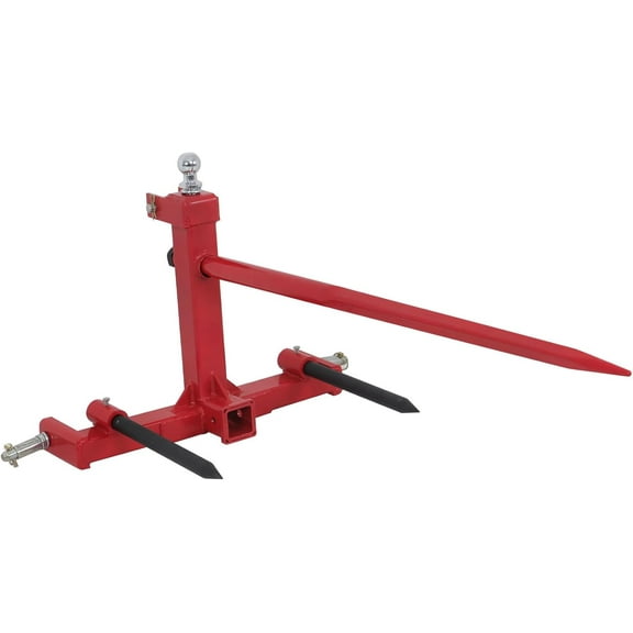LABLT 49”Hay Spear with 2 Stabilizer Spears,3 Point Trailer Hitch with 2 Inch Receiver,with Trailer Ball Gooseneck Drawbar Replacement for Category 1 Tractors,3000 lbs Capacity