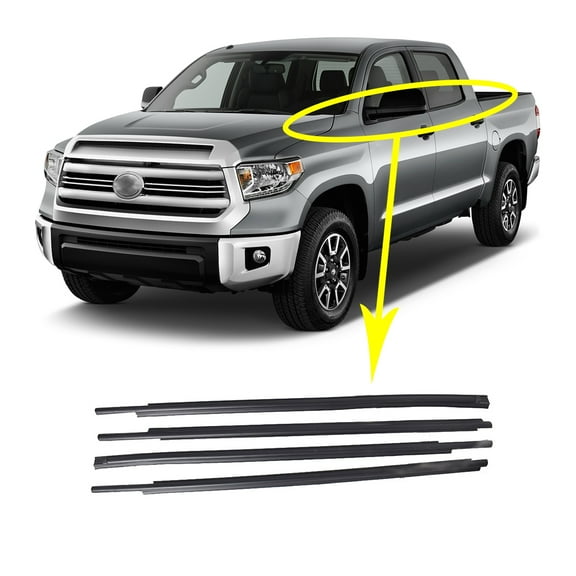 LABLT 4x Window Moulding Weatherstrip Seal Belt for Toyota Tundra CrewMax 2007-2018