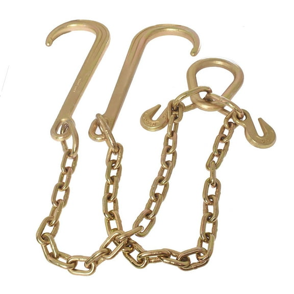 LABLT 5/16" x 2' G70 Tow Chain J-Hooks V-Chain Flatbed Truck Rollback Wrecker Carrier