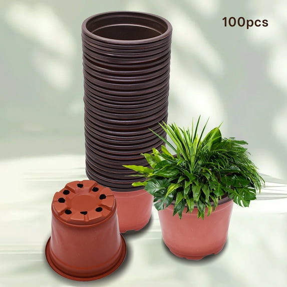 LABLT 50/100Pcs Plastic Plant Flower Pots Nursery Seedlings Garden Plant Pot Red