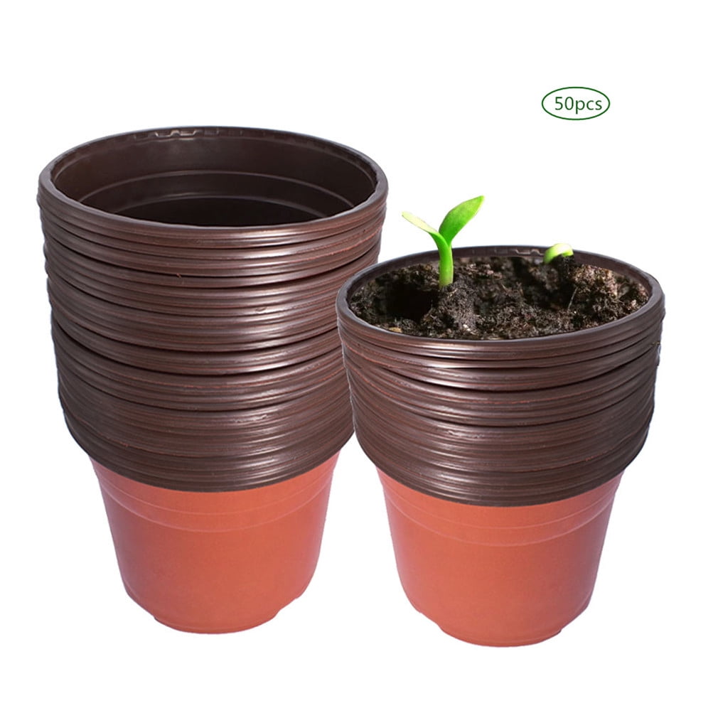 LABLT 50/100Pcs Plastic Plant Flower Pots Nursery Seedlings Garden Plant Pot Red