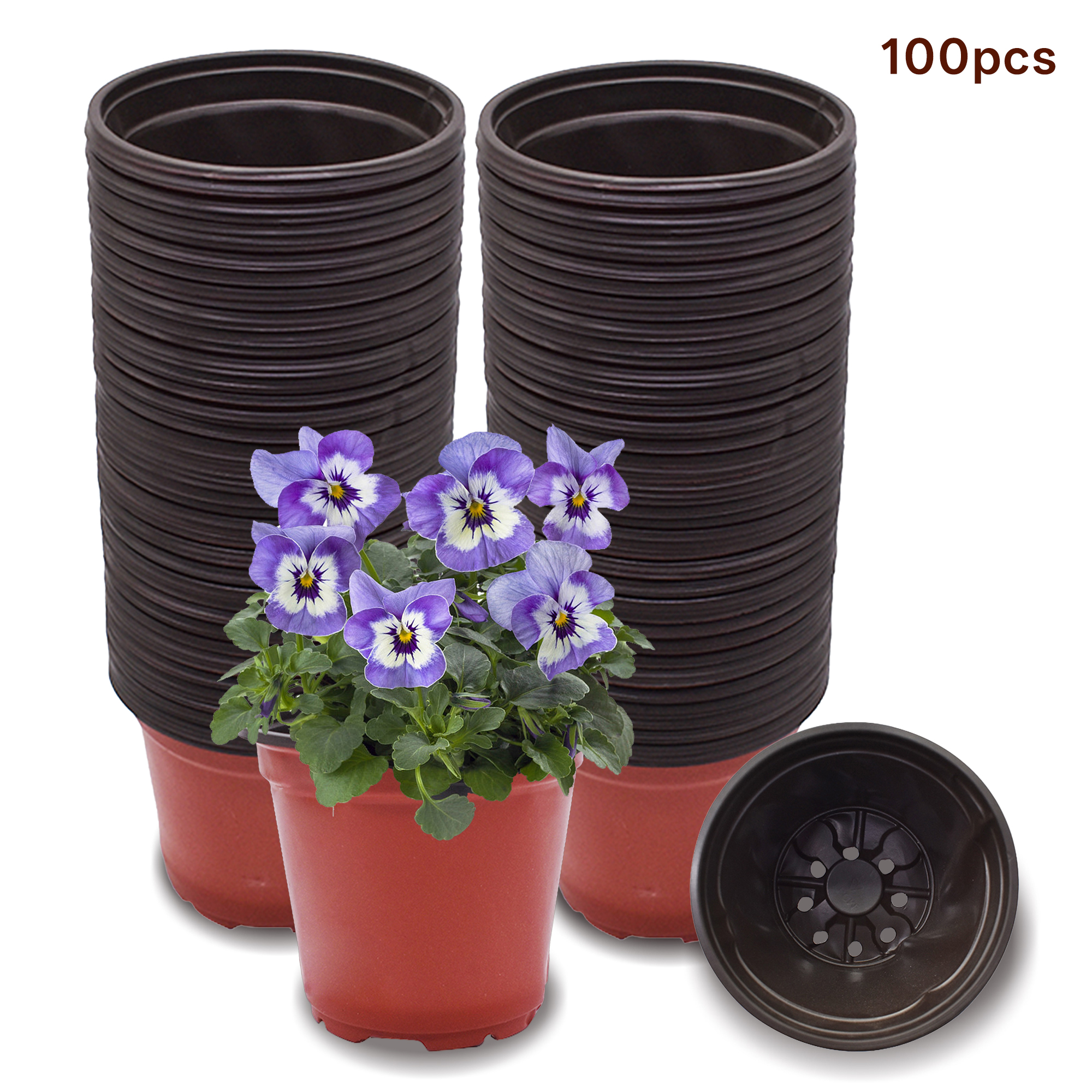 LABLT 50/100Pcs Plastic Plant Flower Pots Nursery Seedlings Garden ...