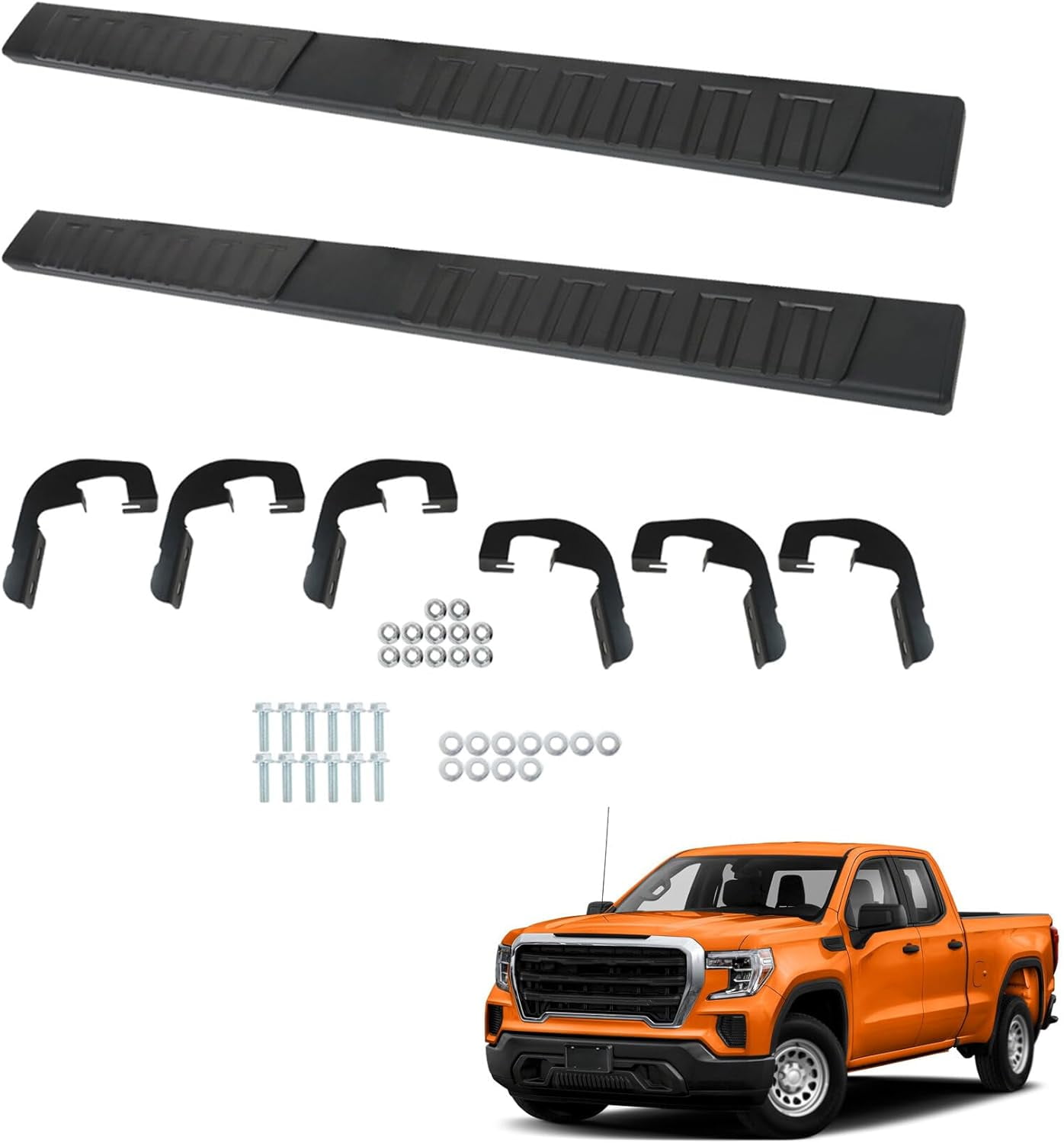LABLT 6 Inches Running Boards Steel Black Bar Side Step Replacement for
