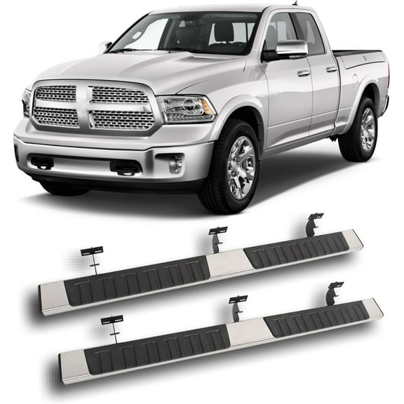 LABLT 6 Inchs Running Boards Side Steps Nerf Bars Replacement for 2009-2018 Ram 1500 Quad Cab and Extended Cab Replacement for 2019-2023 Ram 1500 Classic Quad Cab