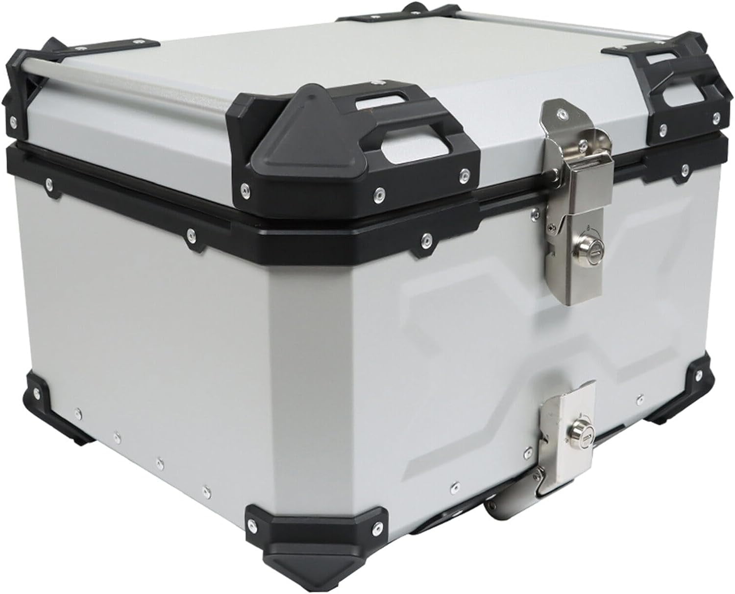 LABLT 65L-X Silver Motorcycle Tail Box Top Case, Aluminum Alloy Motorcycle Top Case Tail Box with Wide Space & Cool Appearance Motorcycle Trunk Tour Tail Box Secure & Durable