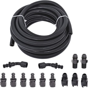 LABLT 6AN 25 Feet 3/8 Complete LS Fuel Injection Line Fitting Adapter Kit W/13pcs 6AN Push Lock Swivel Fitting Hose Ends Kit