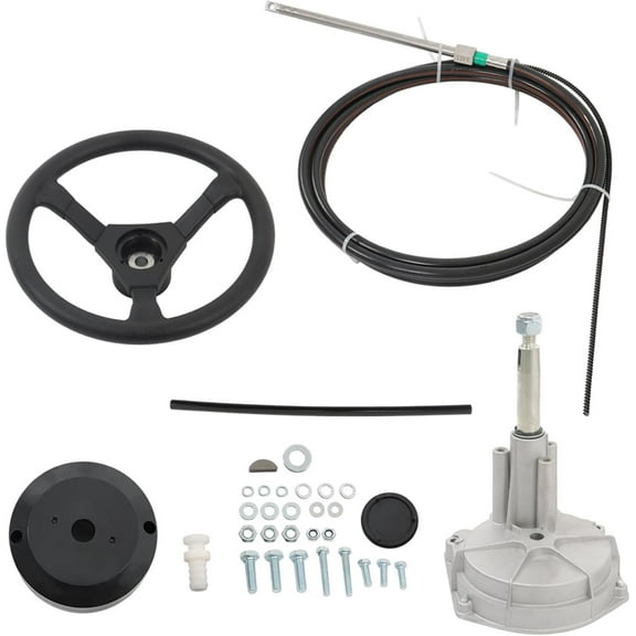 LABLT Boat Steering Cable Steering System Outboard Rotary Steering Kit with Steering Wheel Tapered Shaft 17 Feet SS13217