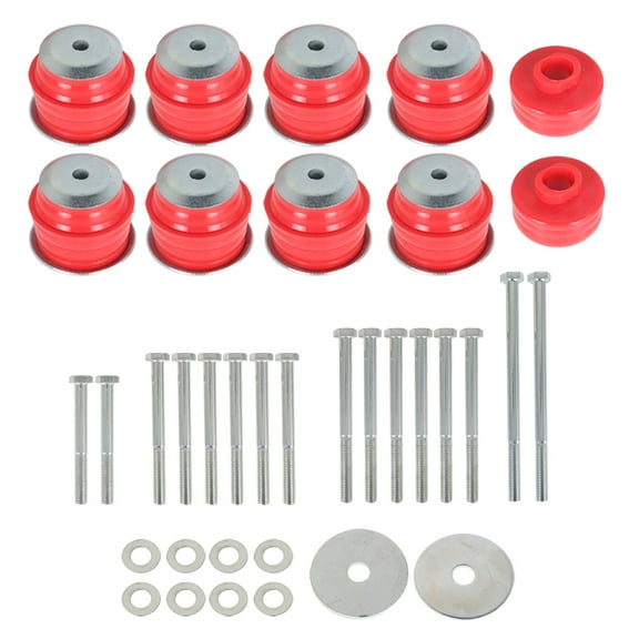 LABLT Body Cab Mount Bushing Kit Replacement for 08-16 F250 F350 Super Duty 2WD 4WD Polyurethane Body Cab Mounts & Steel Sleeves & Hardware (Red) KF04060BK