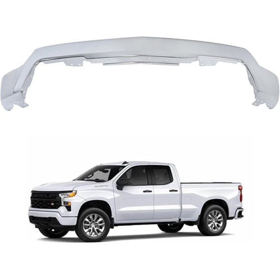 LABLT Chrome Front Bumper Steel Face Bar Replacement for Silverado 1500 2022 2023 without Park Sensors
