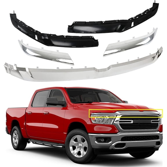 LABLT Chrome Upper Grille Trim Molding Replacement for Ram 1500 2019-2022