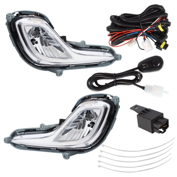 LABLT Clear Lens Bumper Fog Light/Lamp+Switch for 12-17 Hyundai Accent Sedan/Hatchback Fits select: 2012-2013 HYUNDAI ACCENT GLS/GS, 2015 HYUNDAI ACCENT GLS