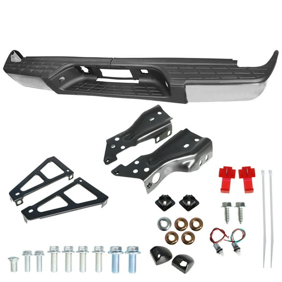 LABLT Complete-Chrome Rear Bumper for Car 07-13 Chevy Silverado GMC Sierra 1500 Truck Fits select: 2008-2009 CHEVROLET SILVERADO K1500, 2007 CHEVROLET SILVERADO C1500 CREW CAB