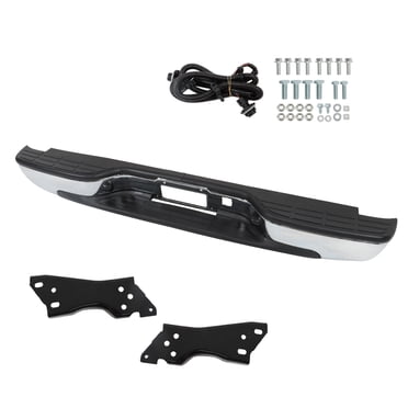 ECCPP Complete Chrome Rear Bumper For Chevy Silverado & GMC Sierra 1500 1999-2007 – Heavy Duty Steel With Black Pads, Direct Replacement