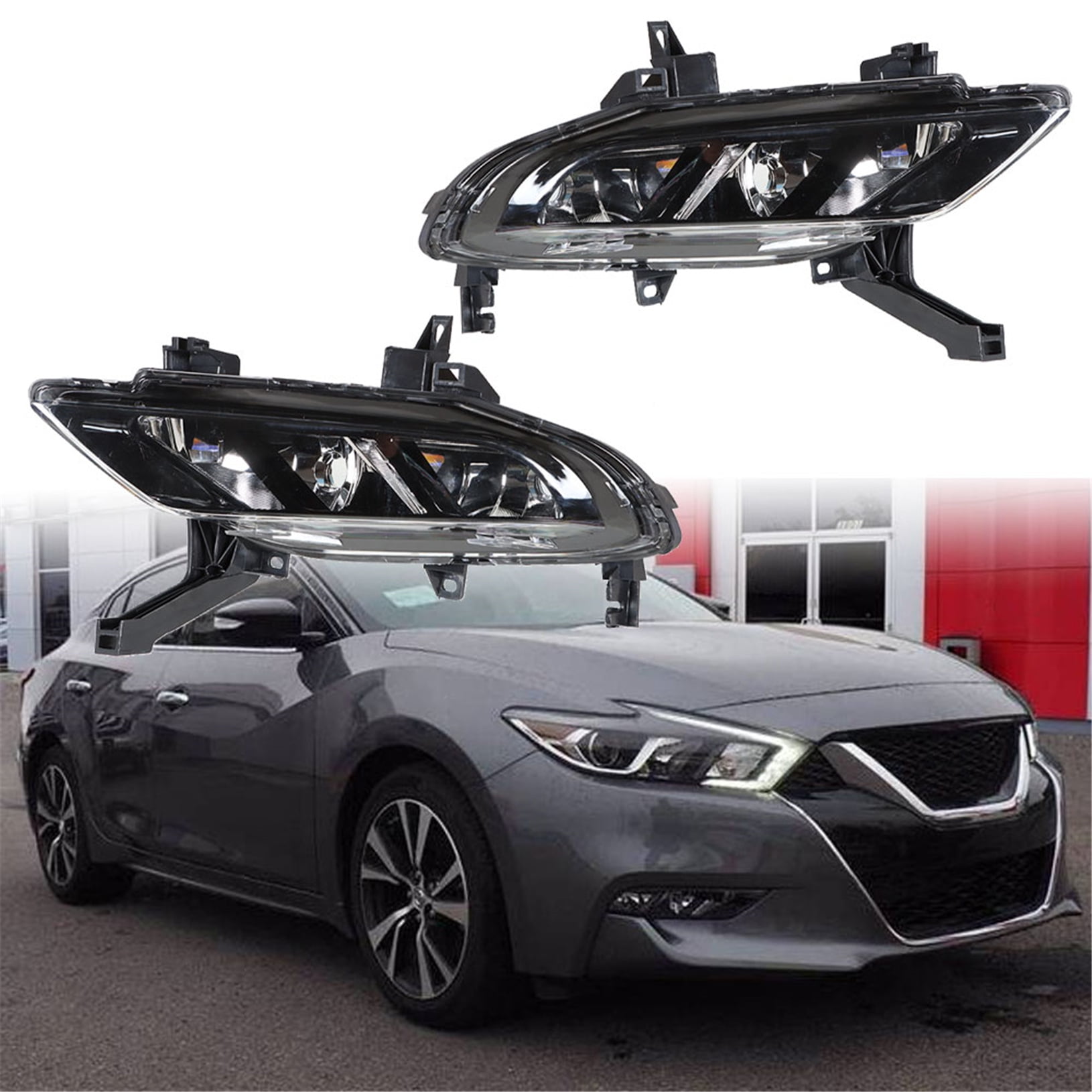 LABLT Fog Lights Assembly for 2016-2019 Nissan Maxima Black Left+Right( Driver Passenger Side)