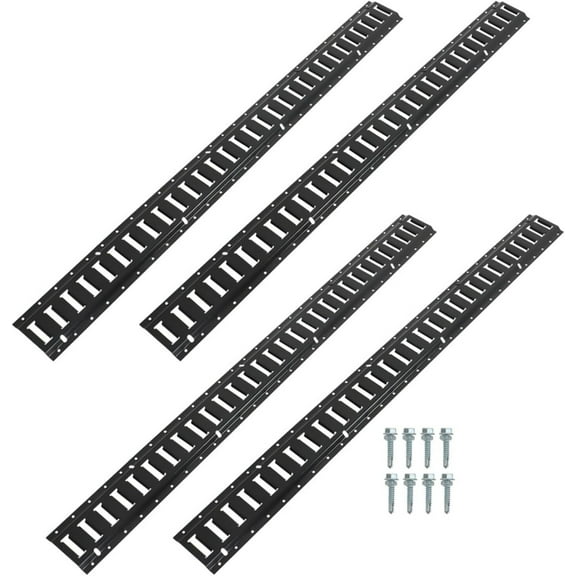 LABLT Four 5 ETrack Tie Down Rails, Powder Coated Steel ETrack Tie Down 5 Horizontal ETrack, Pack of 8 Bolted Tie Down Rails for Cargo on Pickups, Trucks, Trailers and Vans