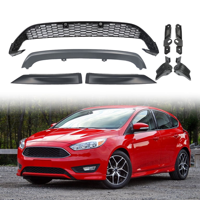 Front Lower Grille Cover For 2012-2014 Ford Focus - Glossy Black ABS, Direct Fit