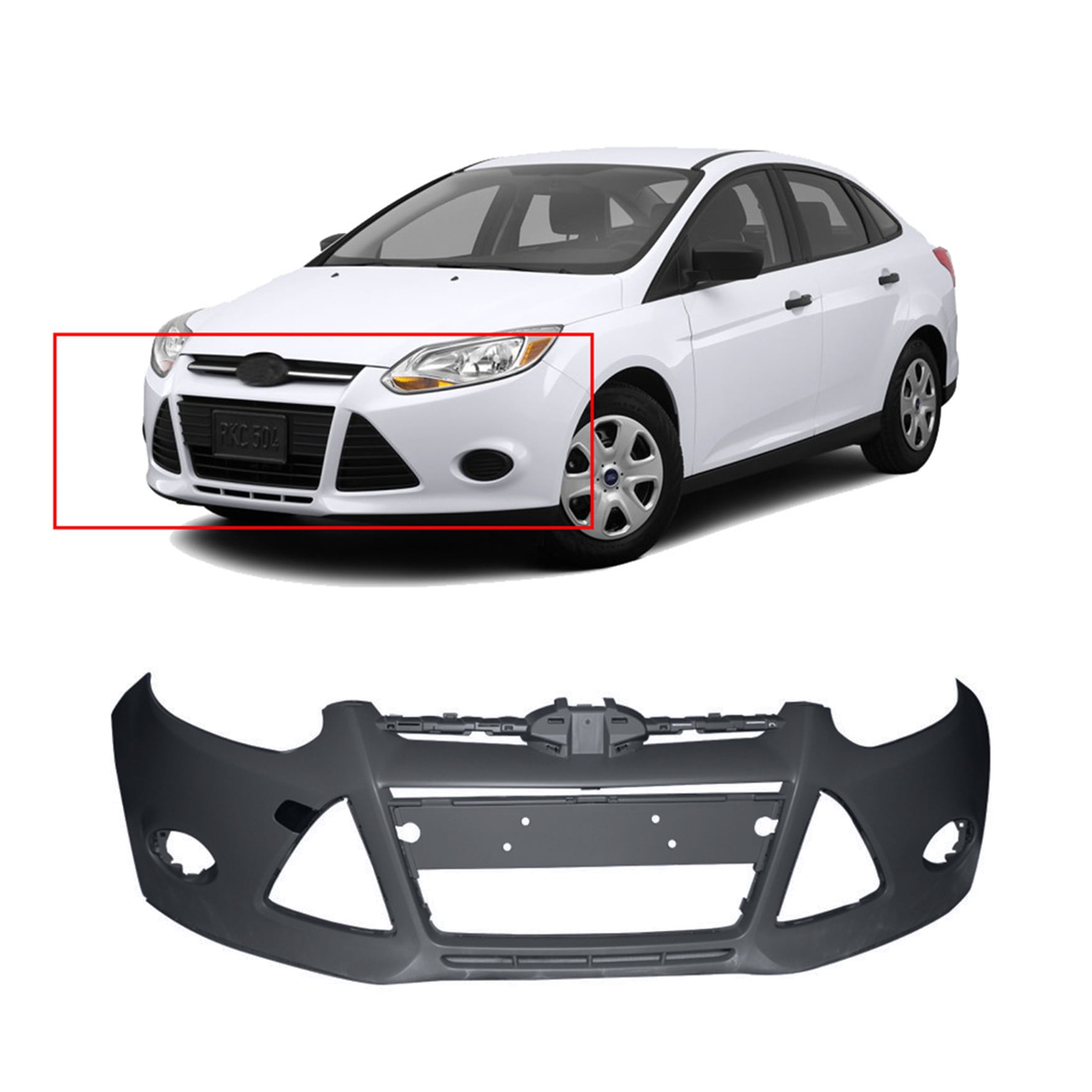 LABLT Front Bumper Cover Primed Replacement for 2012 2013 2014 Focus Sedan Hatchback 4-Door