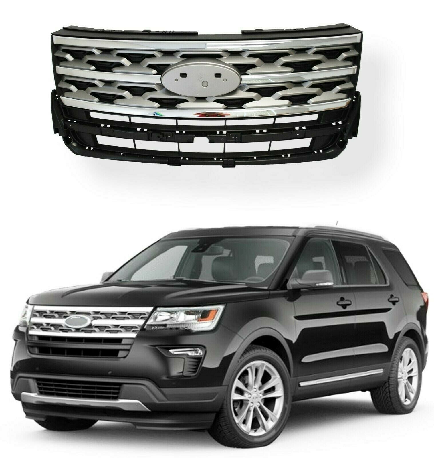 LABLT Front Bumper Grill Grille Replacement for 2018 2019 Ford Explorer