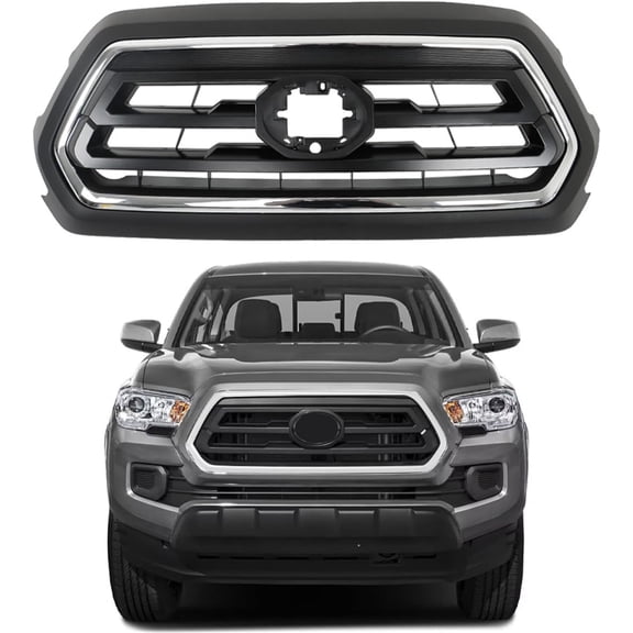 LABLT Front Bumper Grille Grill Plastic Chrome Shell with Black Insert Replacement for 2016-2021 Tacoma 53101-04080