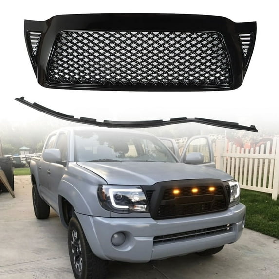 LABLT Front Bumper Hood Grille Black Honeycomb Mesh Grille for 2005-2011 Toyota Tacoma