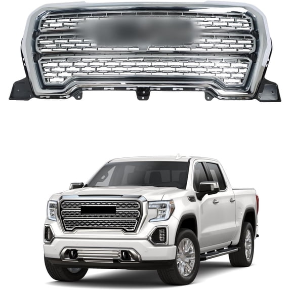 LABLT Front Bumper Hood Grille Upper Chrome Replacement for Sierra 1500 Denali 2019-2021