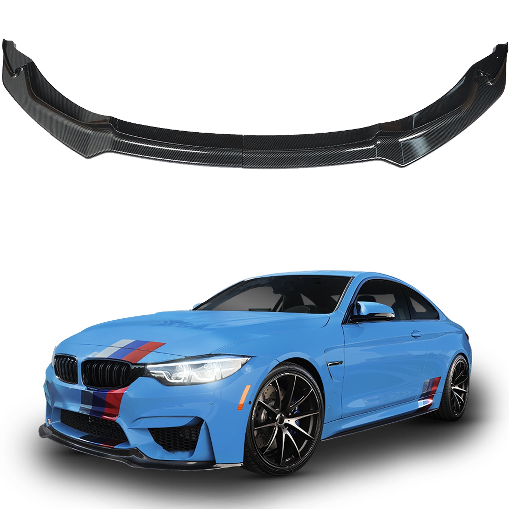 LABLT Front Bumper Splitter Lip Kit Plastic Carbon Fiber Black CS Style for 2015-2019 F80 F82 F83 M4 M3