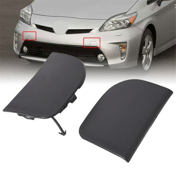 LABLT Front Bumper Tow Eye Hook Cover Lid Cap Primed Replacement for 2012 2013 2014 2015 Toyota Prius Left and Right Side Pair