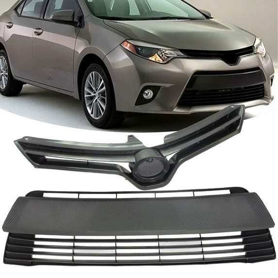LABLT Front Bumper Upper Lower Grille Set Replacement for Toyota Corolla L LE CE 2014 2015 2016 53100-02560 53112-02450 53100-02560 53112-02450