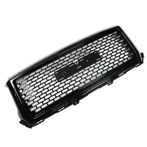 LABLT Front Hood Center Grill ABS Glossy For 2014-2015 GMC Sierra 1500 Black Honeycomb
