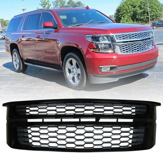 LABLT Front Upper Grille Gloss Black Grill Fit for 2015-20 Chevy Tahoe Suburban LS LT