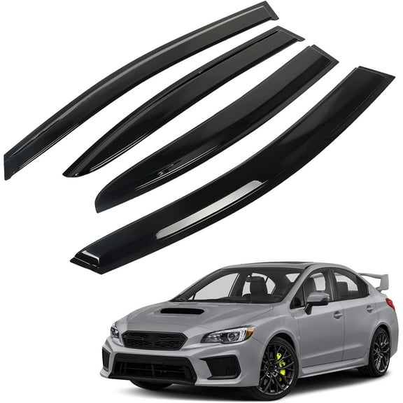 LABLT Glossy Black 4 Pieces Window Visors Shade Sun Rain Wind Guards Cover Replacement for Subaru WRX STI 2015-2019