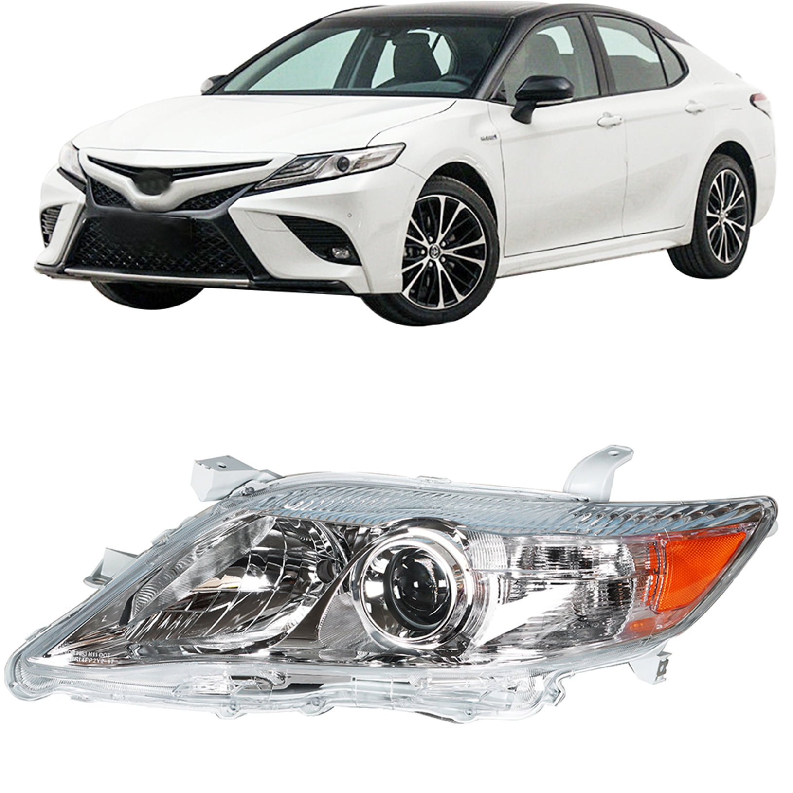 LABLT Halogen Headlight for 10-11 Toyota Camry LE XLE Chrome Clear