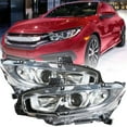 thumbnail image 1 of LABLT Halogen Headlight for 2016-2018 Honda Civic Driver&Passenger Side Chrome Housing, 1 of 6