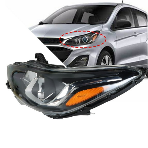 LABLT Headlight Assembly, Compatible Replacement for 2019-2022 Chevy Spark LS/LT [Halogen Type] Black Projector Headlamp for Driver Side