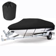 thumbnail image 1 of LABLT Heavy 600D Marine Grade Polyester Canvas Trailerable Waterproof Boat Cover Black, 1 of 7