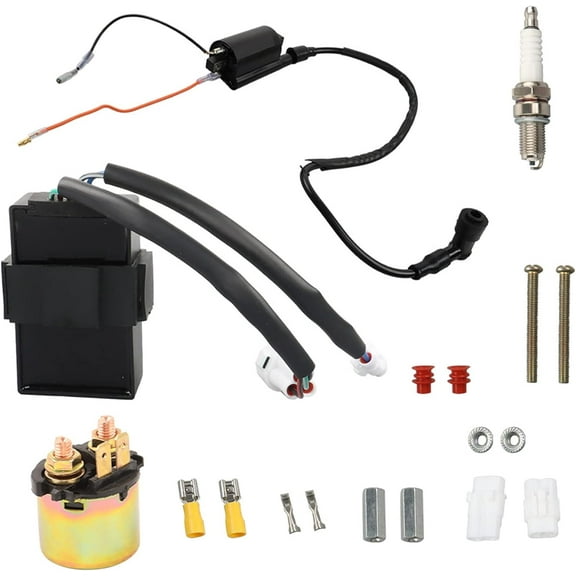 LABLT Ignition CDI Box and Ignition Coil and Starter Solenoid Relay and Spark Plug Replacement for Kawasaki Bayou 300 KLF300 1989-2004