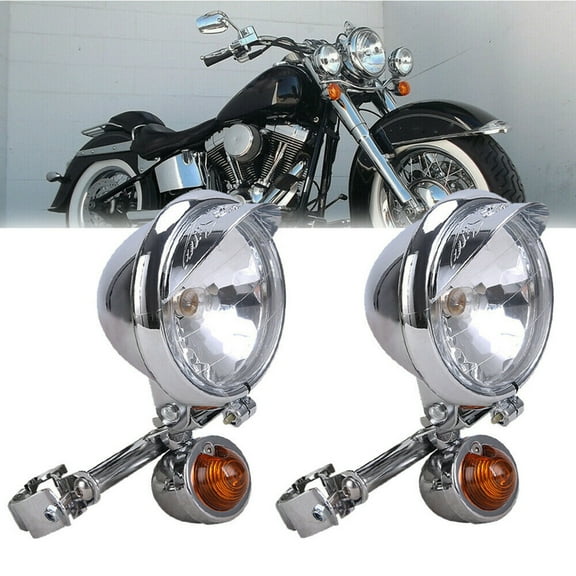 LABLT Motorcycle Driving Spot Fog Light Bar W/ Bracket Turn Signal for Honda Suzuki Kawasaki Yamaha Amber