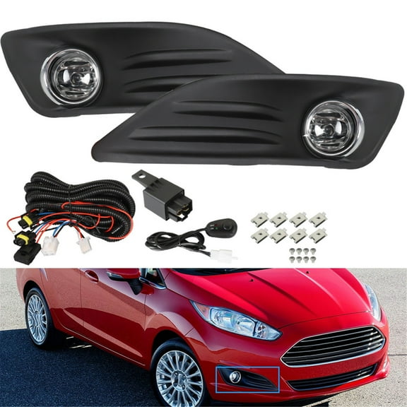 LABLT Pair Front Clear Fog Lights Bumper Lamps W/Wiring for 2014-2018 Ford Fiesta