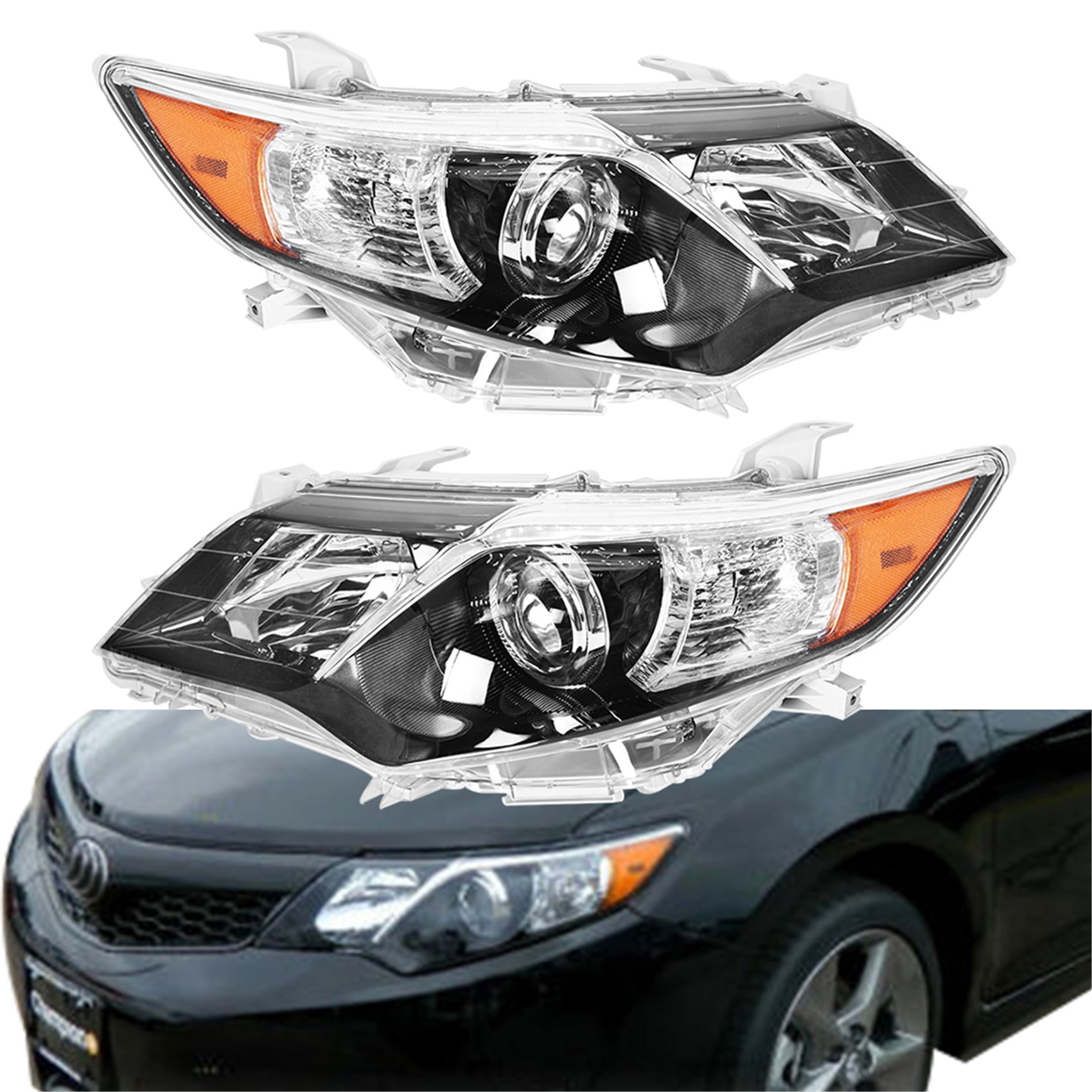 LABLT Pair Headlights for 2012-2014 Toyota Camry SE, Halogen, Black, LH ...