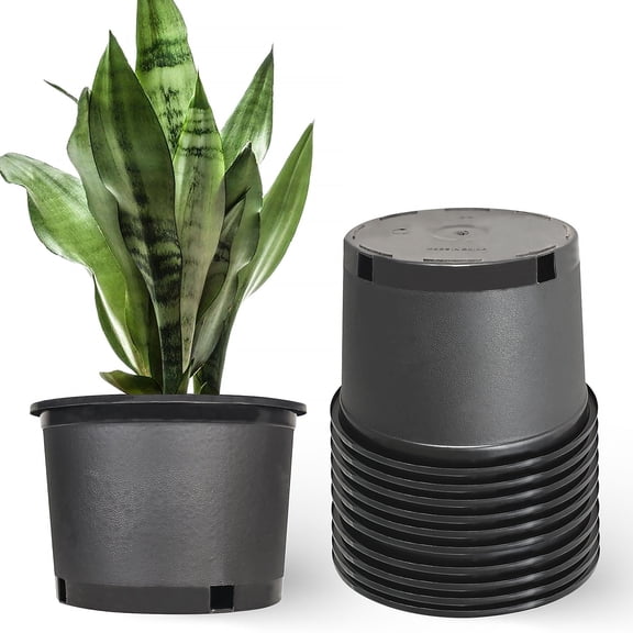 LABLT Plant Nursery Pot 10-Pack 2 Gallon Short Plastic Garden Planter Pots Flower Seedling Injection Molded Container Seed Starting Pot Set for Indoor Outdoor Plants Seedlings Vegetables Black