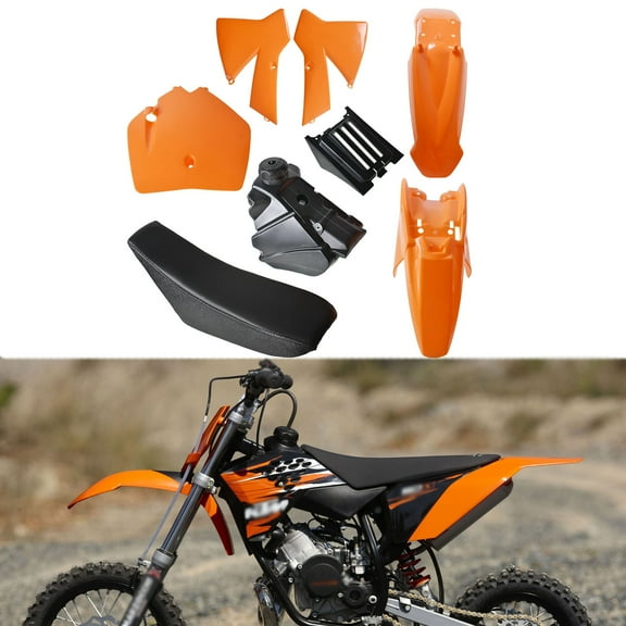 LABLT Plastic Fender Body Seat Gas Tank Kit for Motorcycle Senior Adventure Junior 50cc SX SR JR Orange&Black