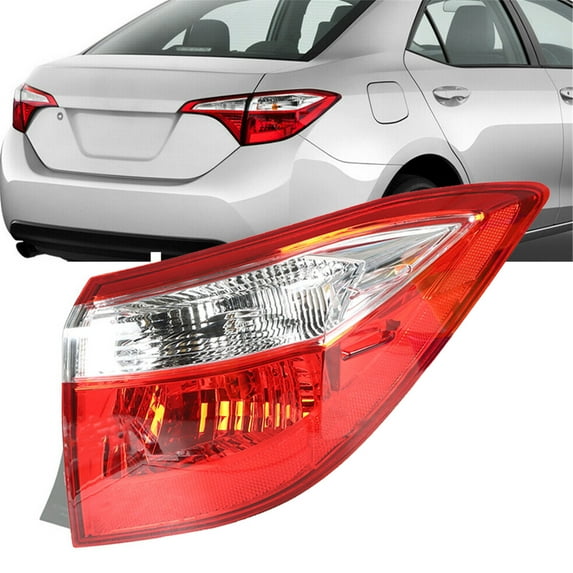 LABLT Red Clear Tail Light Lamp Outer Passenger Side Replacement for 2014-2016 Toyota Corolla