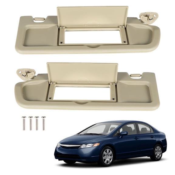 LABLT Right & Left Sun Visor Pearl Ivory Tan for Car 2006-2011 Honda Civic